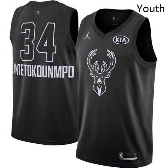 Youth Nike Jordan Milwaukee Bucks 34 Giannis Antetokounmpo Swingman Black 2018 All Star Game NBA Jersey